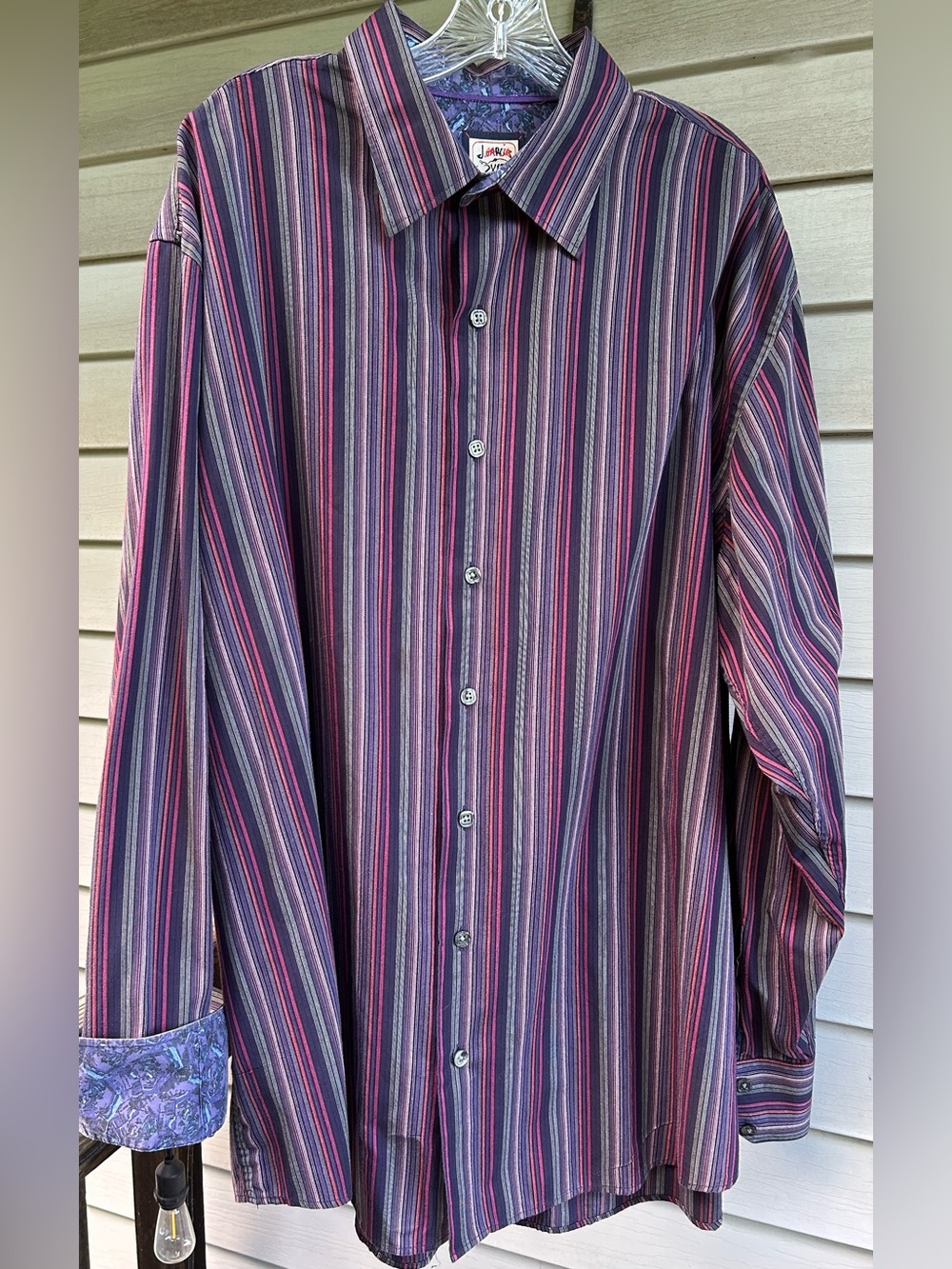 J. Garcia Vintage Striped Art Grateful Dead Collectible Men’s Shirt Size 2XLT.